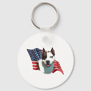 American Staffordshire Terrier Flag Key Ring