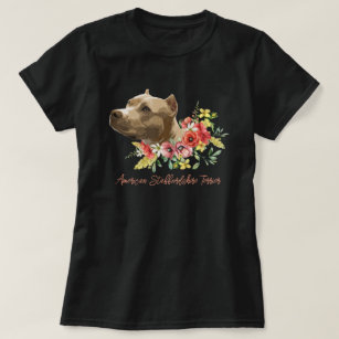 American Staffordshire Terrier Floral Illustration T-Shirt