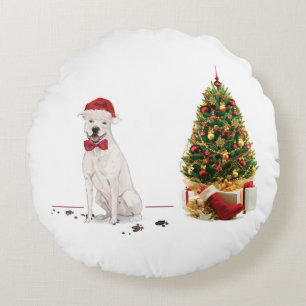 American Staffordshire Terrier Funny Christmas Dog Round Cushion