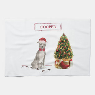 American Staffordshire Terrier Funny Christmas Dog Tea Towel