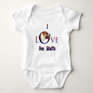 American Staffordshire Terrier I Love Baby Bodysuit
