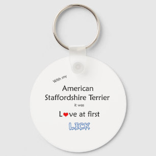 American Staffordshire Terrier Lick Design Key Ring