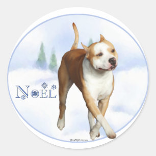 American Staffordshire Terrier Noel Classic Round Sticker