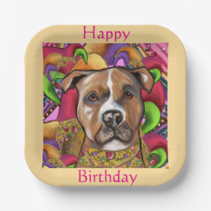 AMERICAN STAFFORDSHIRE TERRIER PAPER PLATE