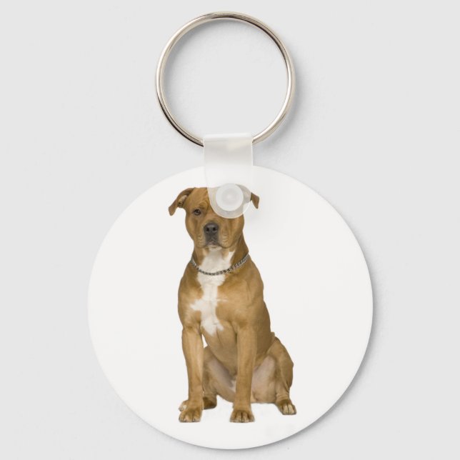 American Staffordshire Terrier  Puppy Dog Keychain (Front)