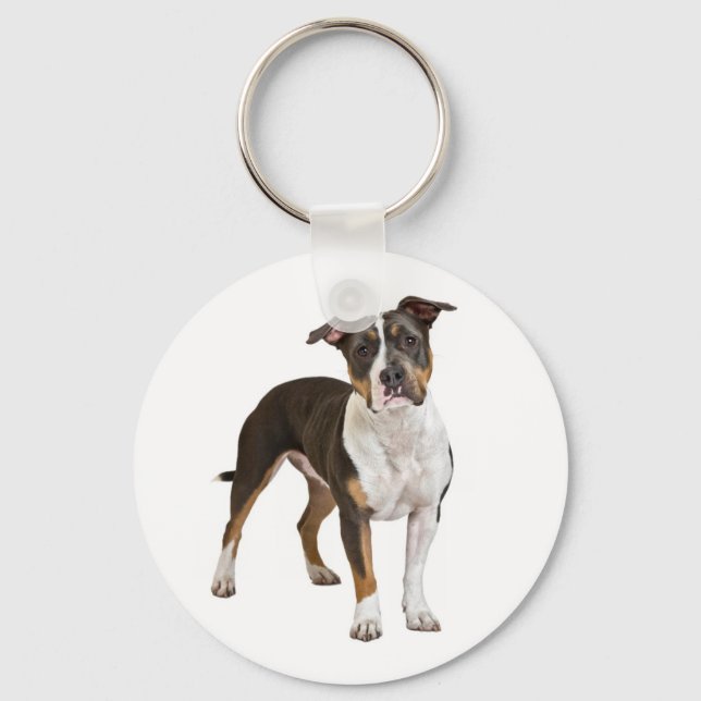 American Staffordshire Terrier  Puppy Dog Keychain (Front)