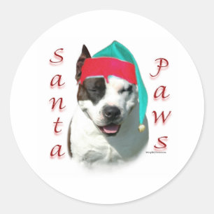 American Staffordshire Terrier Santa Paws Classic Round Sticker
