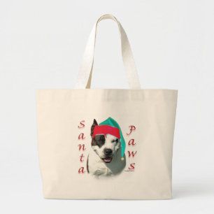American Staffordshire Terrier Santa Paws Large Tote Bag