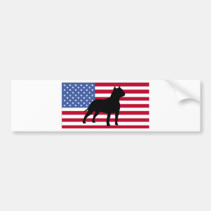 american staffordshire terrier silhouette flag bumper sticker