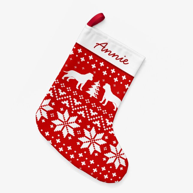 American Staffordshire Terrier Silhouettes AmStaff Small Christmas Stocking (Front (Hanging))