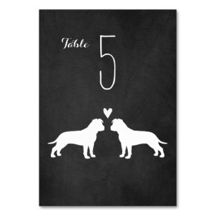 American Staffordshire Terrier Silhouettes Wedding Table Number