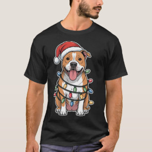 American Staffordshire Terrier Wrapped In Christma T-Shirt