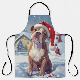 American Staffordshire Winter Wonderland Christmas Apron