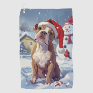 American Staffordshire Winter Wonderland Christmas Golf Towel