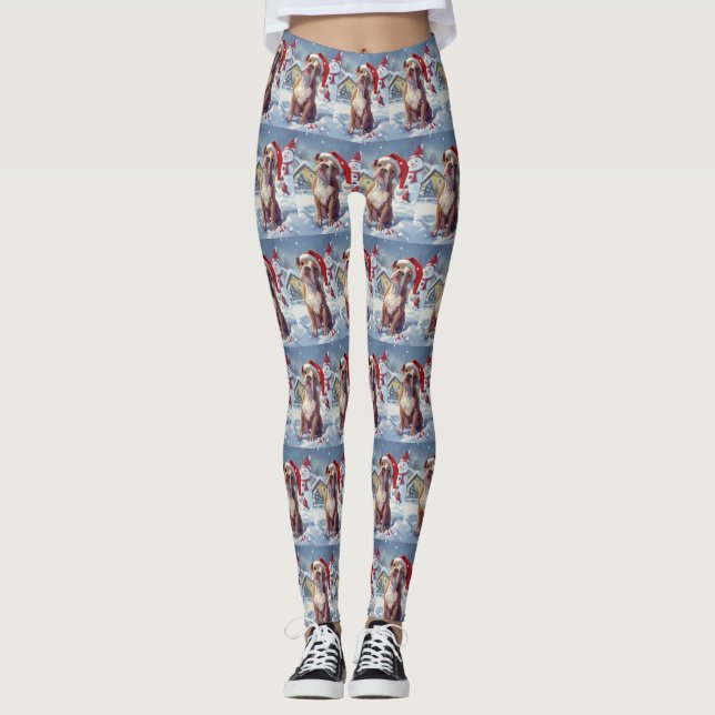American Staffordshire Winter Wonderland Christmas Leggings (Front)