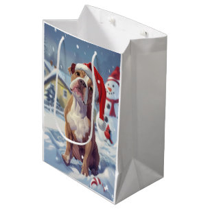 American Staffordshire Winter Wonderland Christmas Medium Gift Bag