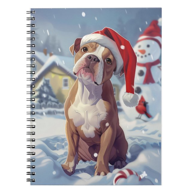 American Staffordshire Winter Wonderland Christmas Notebook (Front)