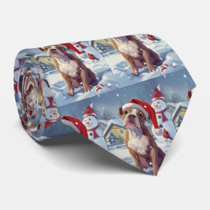 American Staffordshire Winter Wonderland Christmas Tie