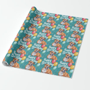 American Staffordshire with Balloons Birthday Wrapping Paper