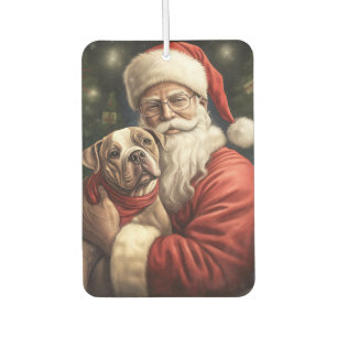 American Staffordshire with Santa Claus Christmas Car Air Freshener