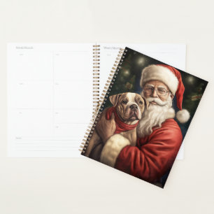 American Staffordshire with Santa Claus Christmas Planner