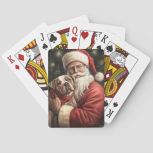 American Staffordshire with Santa Claus Christmas Playing Cards