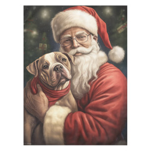 American Staffordshire with Santa Claus Christmas Tablecloth