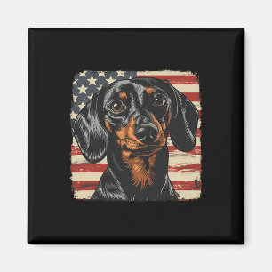 American Star Stripes 4th Of July Dachshund Dog  Magnet