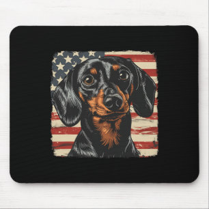 American Star Stripes 4th Of July Dachshund Dog Mouse Pad