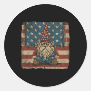 American Star Stripes 4th Of July Shirt Gnome Wome Classic Round Sticker