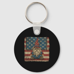 American Star Stripes 4th Of July Shirt Gnome Wome Key Ring