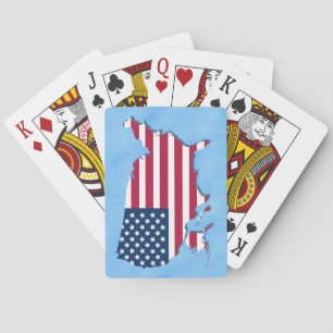 American Stars and Stripes Flag Red White Blue Sea Playing Cards