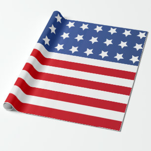 American Stars and Stripes Flag Wrapping Paper