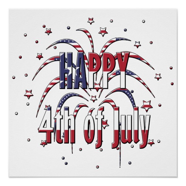 American Stars and Stripes Happy 4th of July Poster (Front)