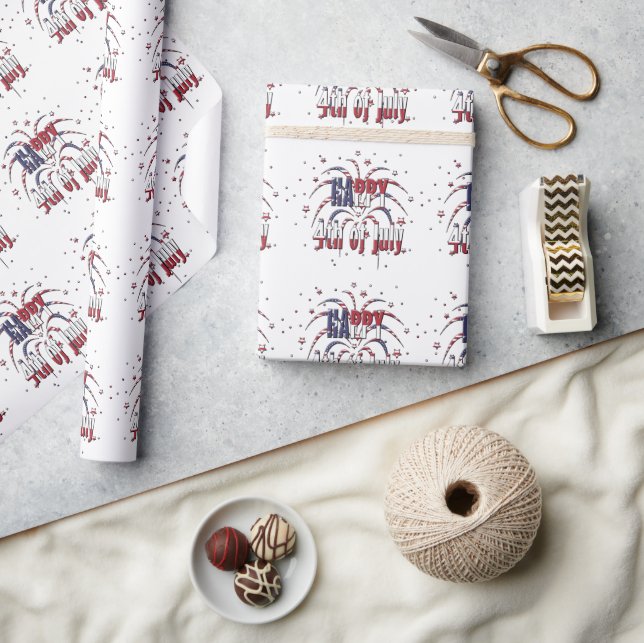 American Stars and Stripes Happy 4th of July Wrapping Paper (Crafts)