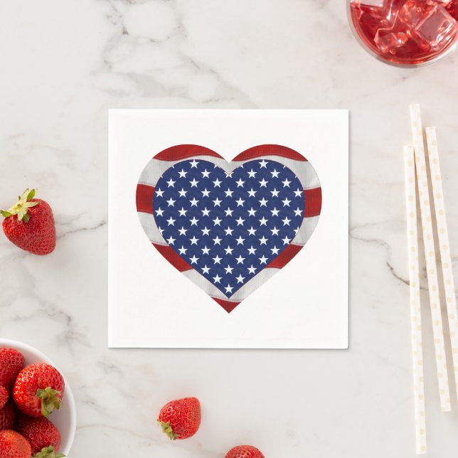 American Stars and Stripes Heart Patriotic Napkin (Insitu)