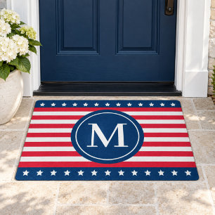 American Stars and Stripes Monogram Doormat