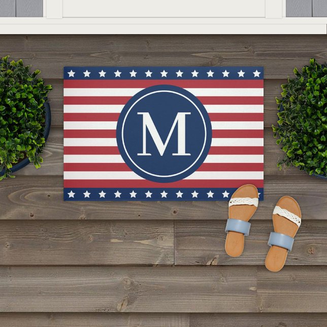 American Stars and Stripes Monogram Doormat (Creator Uploaded)