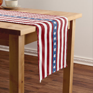 American Stars and Stripes red white blue medium Table Runner