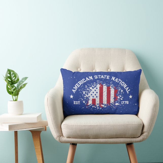 American State National Peace Flag Splat Est 1776  Lumbar Cushion (Chair)