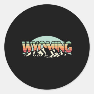 American State Wyoming - Vintage Mountain Nature H Classic Round Sticker