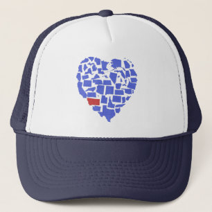 American States Heart Mosaic Montana Blue Trucker Hat