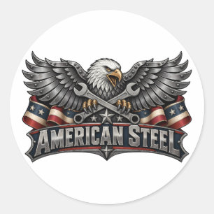 American Steel Eagle Badge Classic Round Sticker