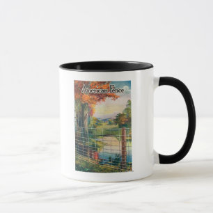 American Steel & Wire Co Fence Roadside Scene Mug