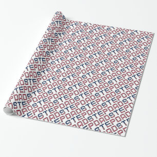 American Stepdad Stars and Stripes Typography Wrapping Paper