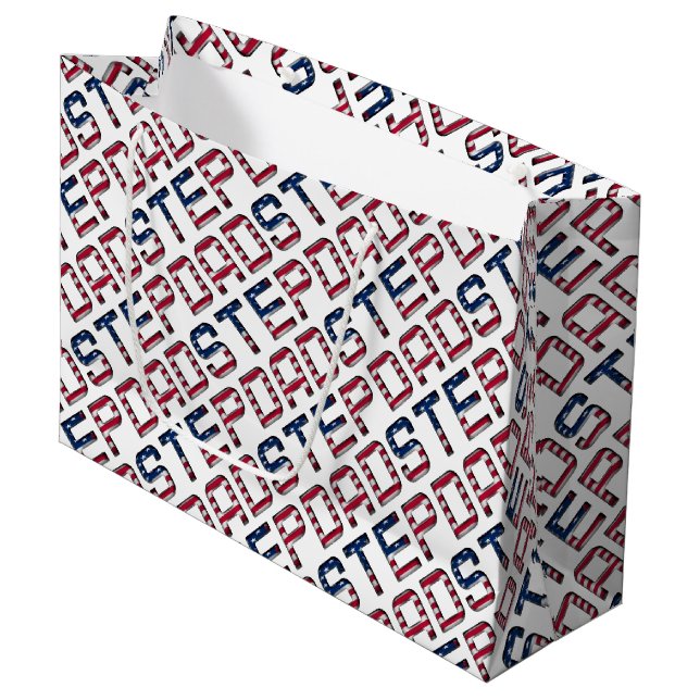 American Stepdad Stars and Stripes USA America Large Gift Bag (Front Angled)