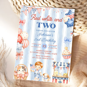American Stripes Boy 2nd Birthday Invitation