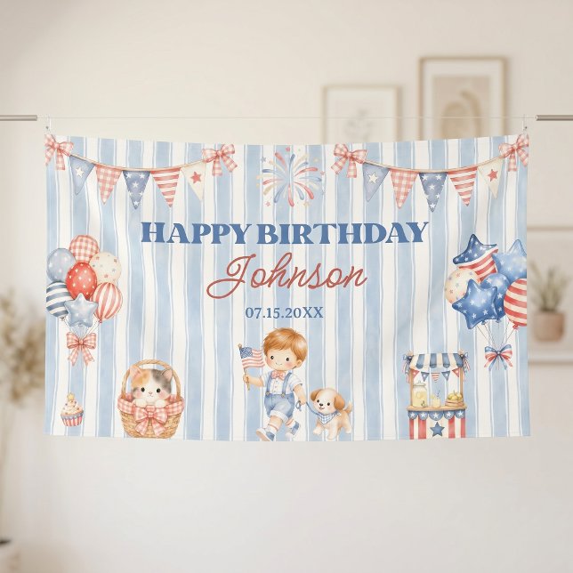 American Stripes Boy Birthday Party Banner (Creator Uploaded)