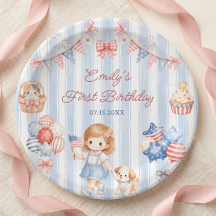 American Stripes Girl Birthday Party Paper Plates