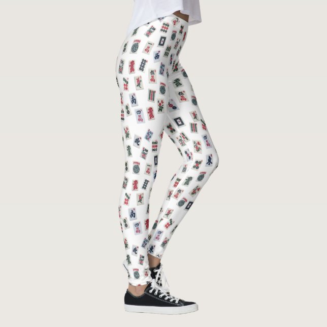 American style MahJong game tiles design Leggings (Right)